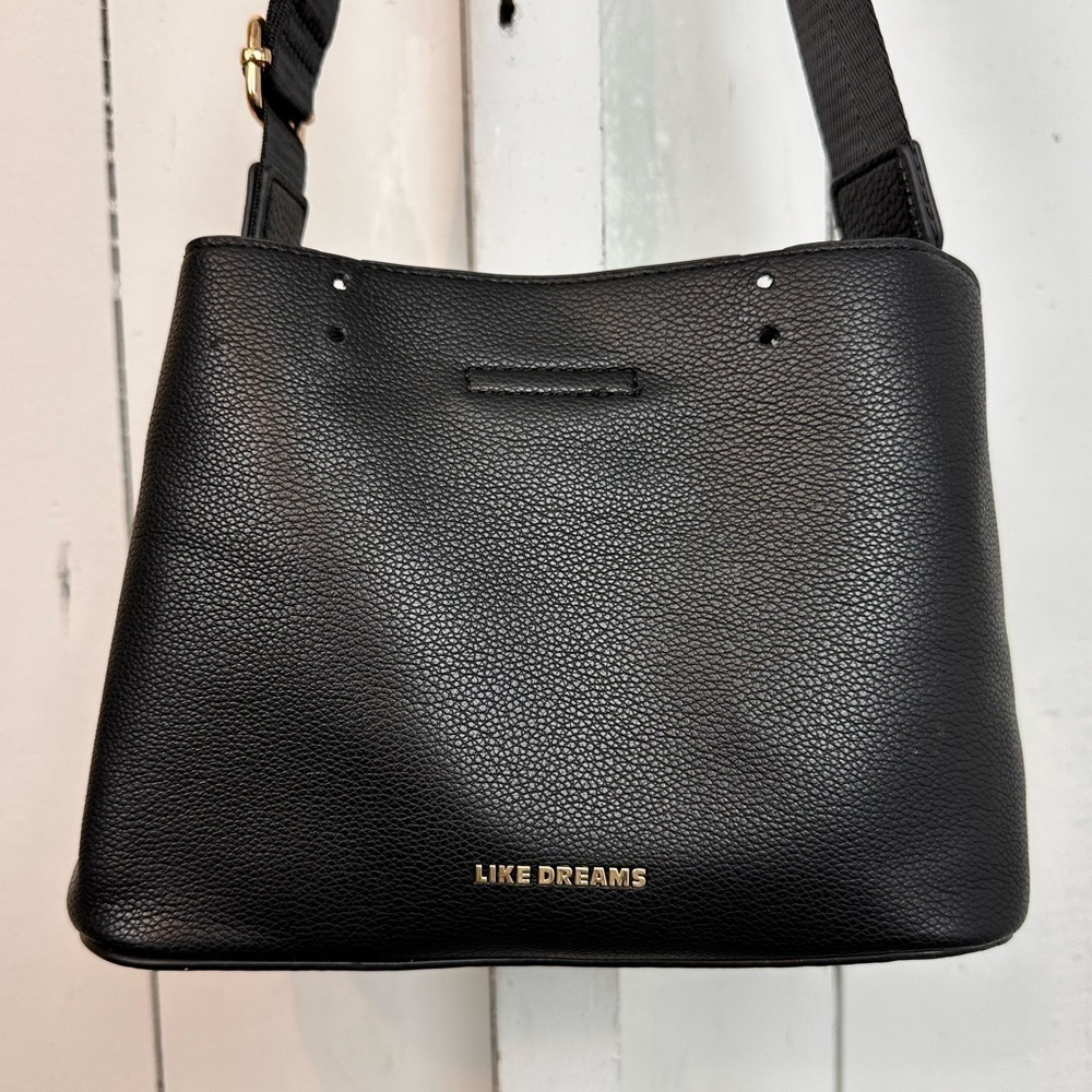NEW Vegan Pebble Leather Mini Bucket Crossbody Like Dreams Multi Use Thick Strap - Picture 3 of 12